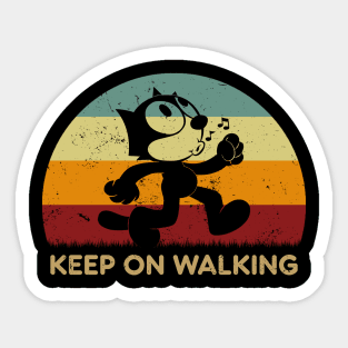 Retro Sunset - Felix The Cat Walk Keep On Walking Sticker